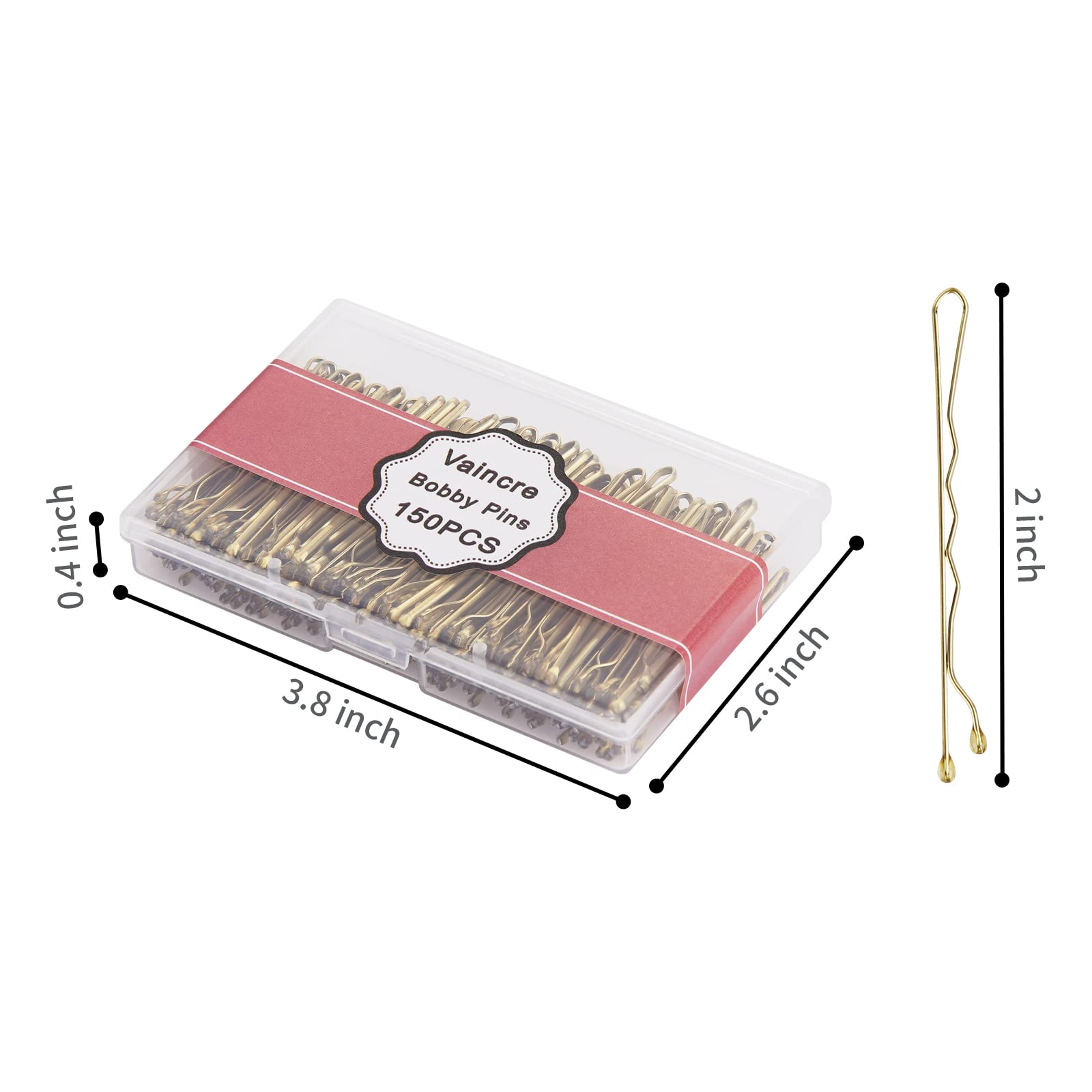 Vaincre Bobby Pin Haarnadeln – 150 Stück Bobby Pins für blondes Haar, goldene Haarnadeln mit Etui (Blond, 5,1 cm)
