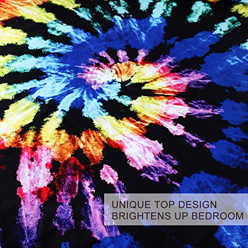 Blessliving Bed Sheet Set Boho Tie Dye Print 4 Piece Full Bedding Blue Bohemian Gypsy Design Ultra Soft Luxurious Set Includes Flat Sheet, Fitted Sheet And 2 Pillowcases #TOP2