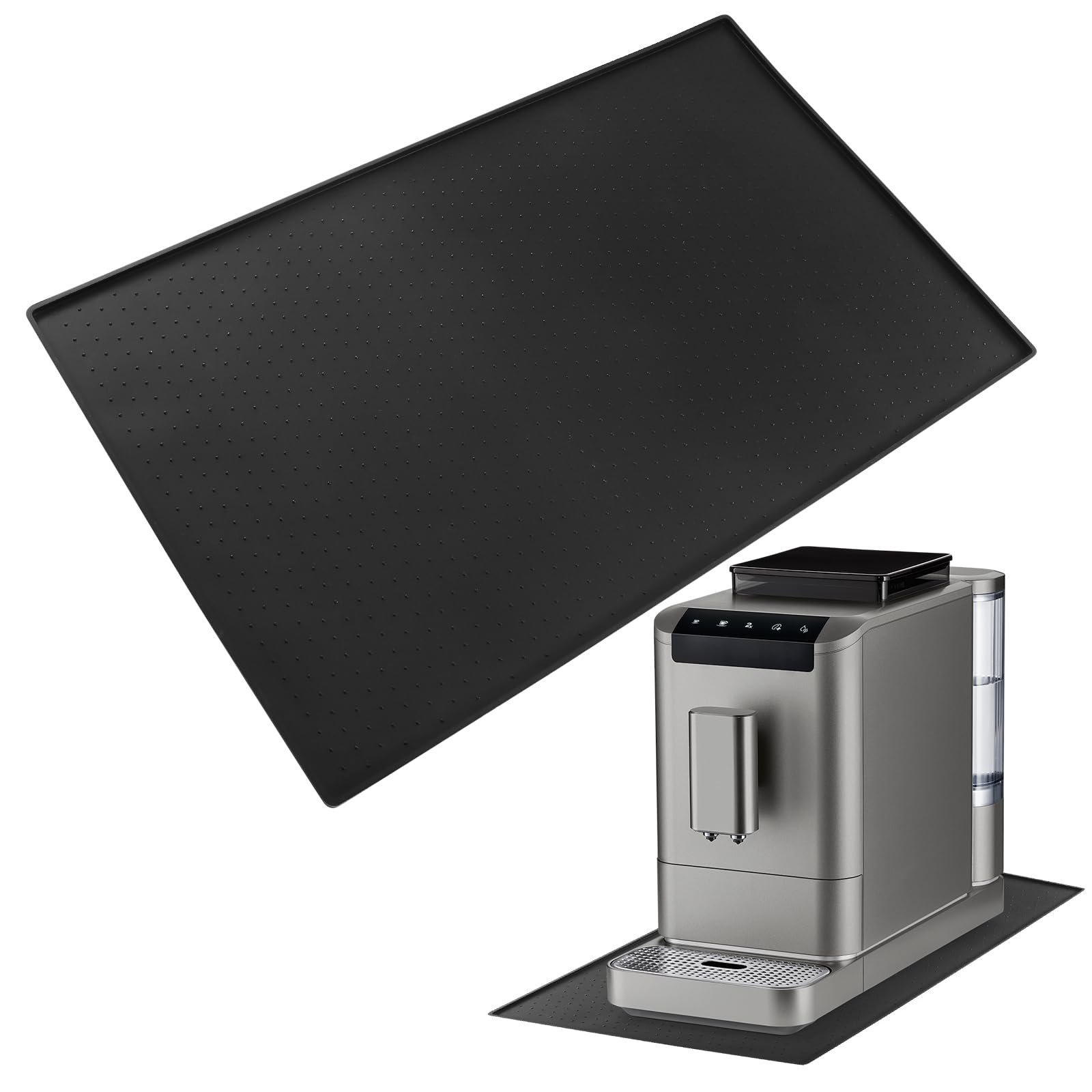Tappetino Silicone Per Macchina Caffè - 48x30cm - Antiscivolo E Impermeabile - Nero - Foto 3