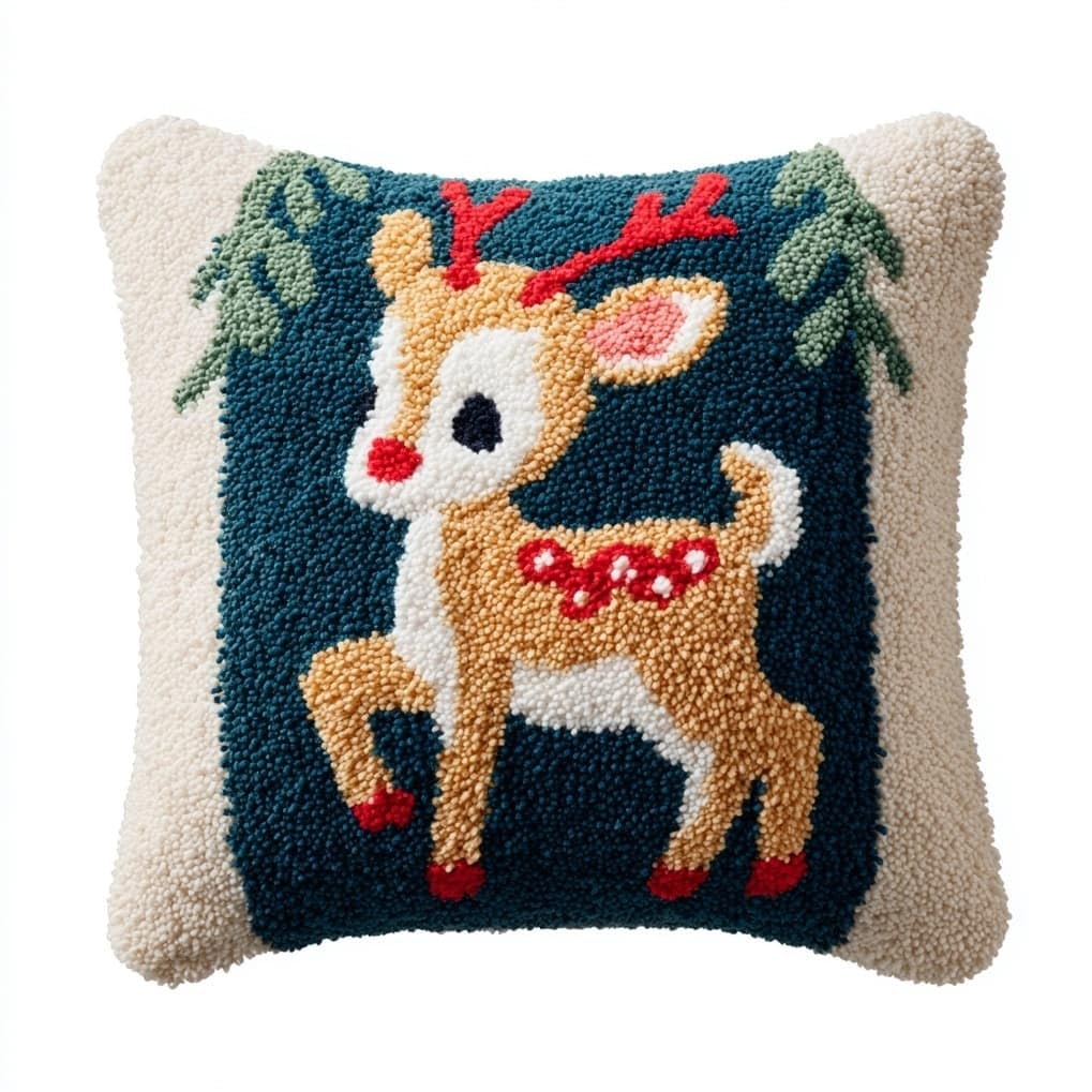 Axiangzik Cartoon Deer Latch Hook Pillow Case Kits,