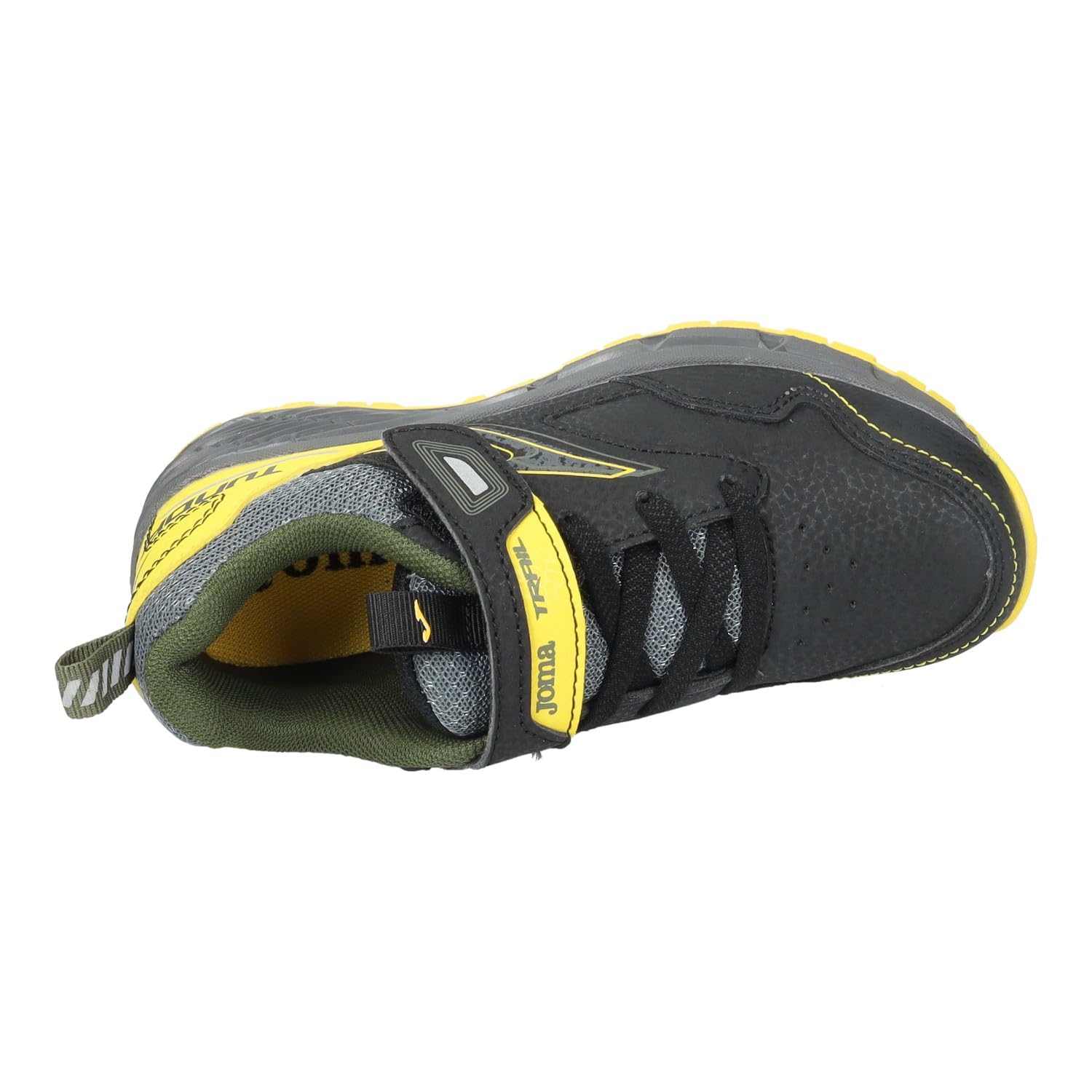 Joma Tundra Jr Scarpe da bambino nere e gialle con lacci e velcro