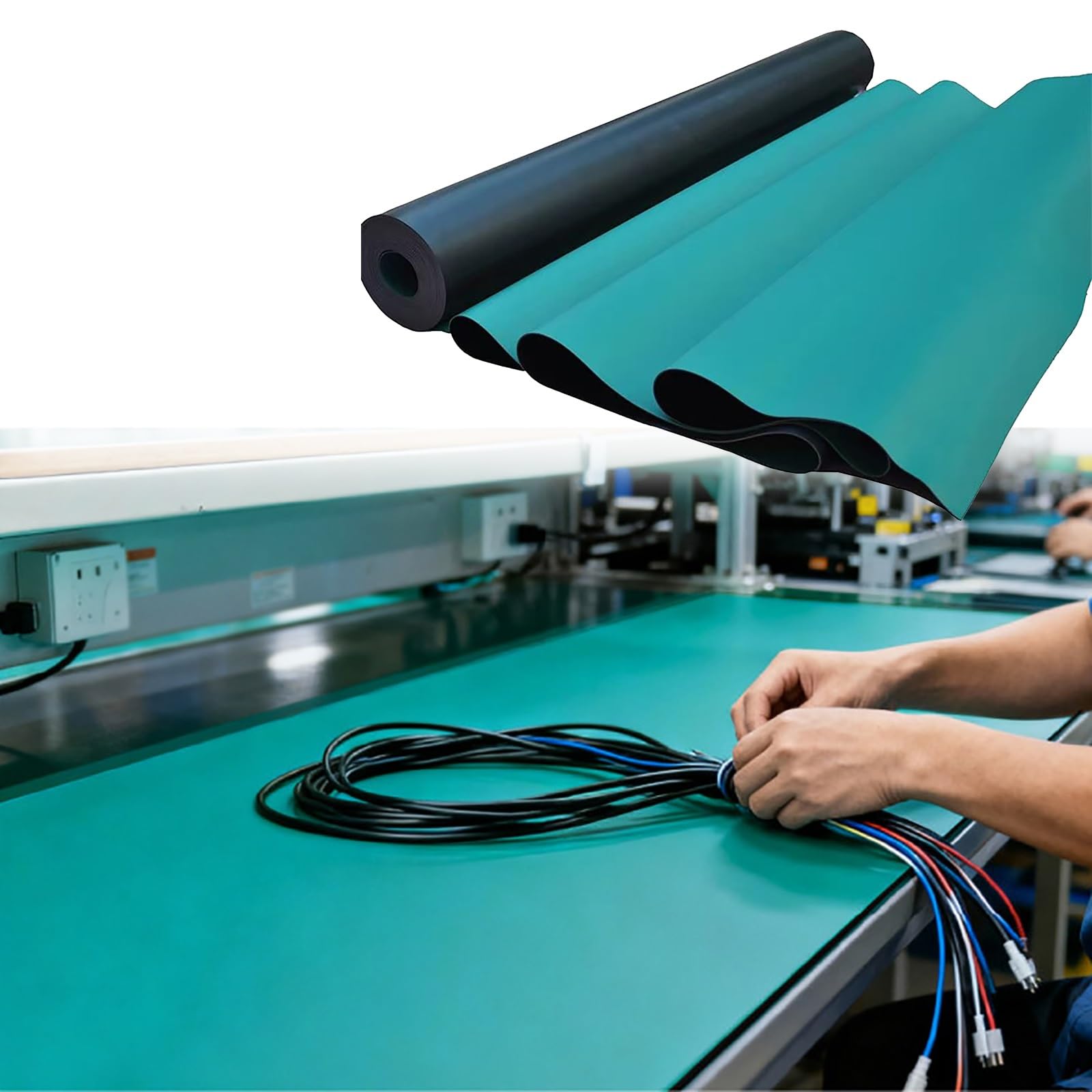MLYAYE Antistatic Mats for Workbench/Electronics, Rubber ESD-Dissipative Desktop Pad - High Temperature Circuit Board PC Building Soldering Repair Mat(0.6x1.2m/2x3.9ft)