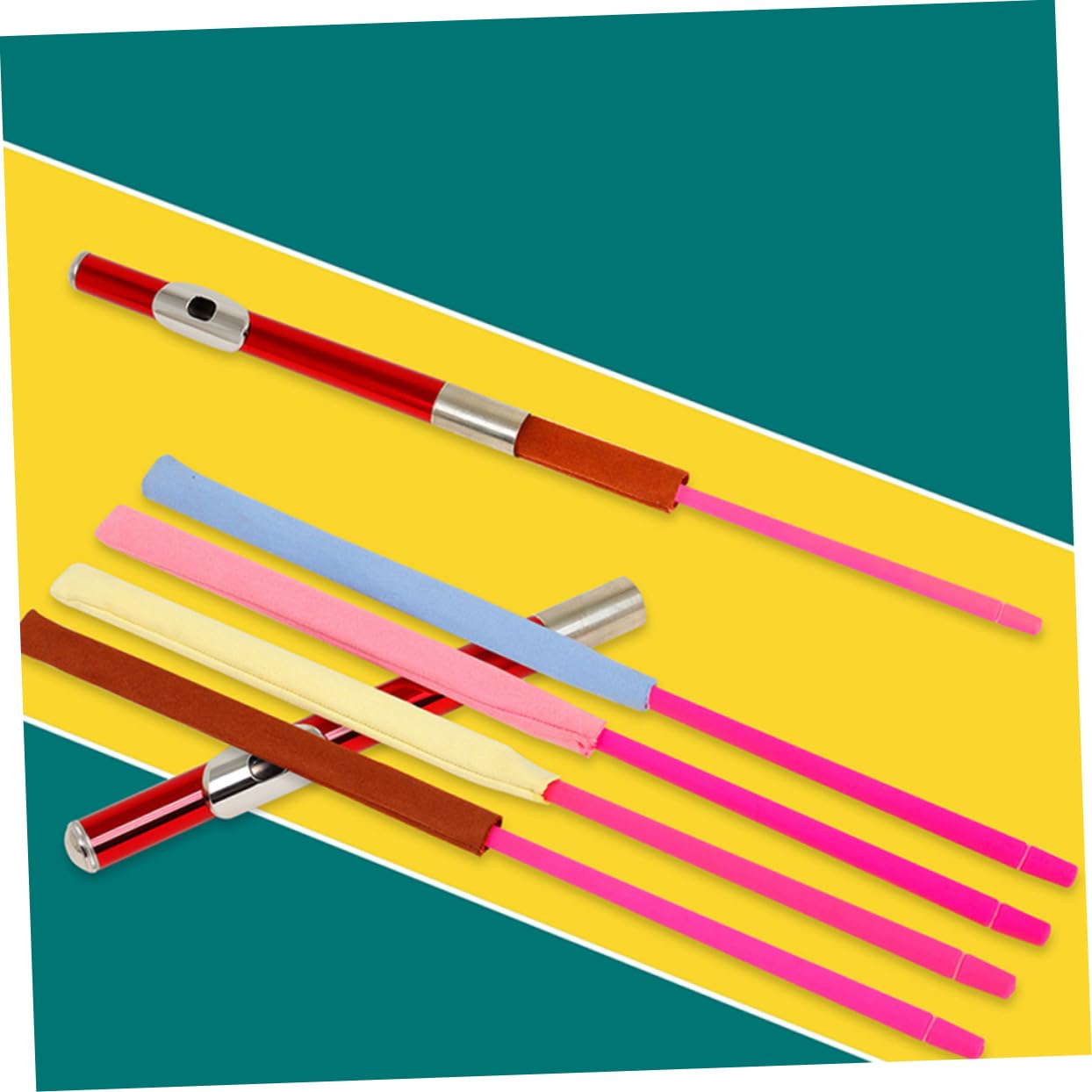 Holibanna Flute Cleaner Instrument Flute Cleaning Wand Brush Extra Long Flute Rod Clean Accessory Stick Swab Clarinet Flute Cleaning Accessories Flute Cleaning Rod Pink Plastic