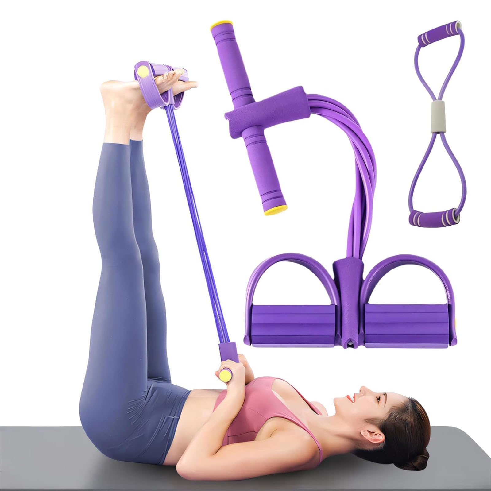 Ensemble De Bande De Résistance Et D'extracteur, Corde De Tension Multifonction à 6 Tubes Avec Pédale, Extracteur élastique Pour Abdominaux Pour Salle De Sport à Domicile, Yoga Et Entraînement Complet