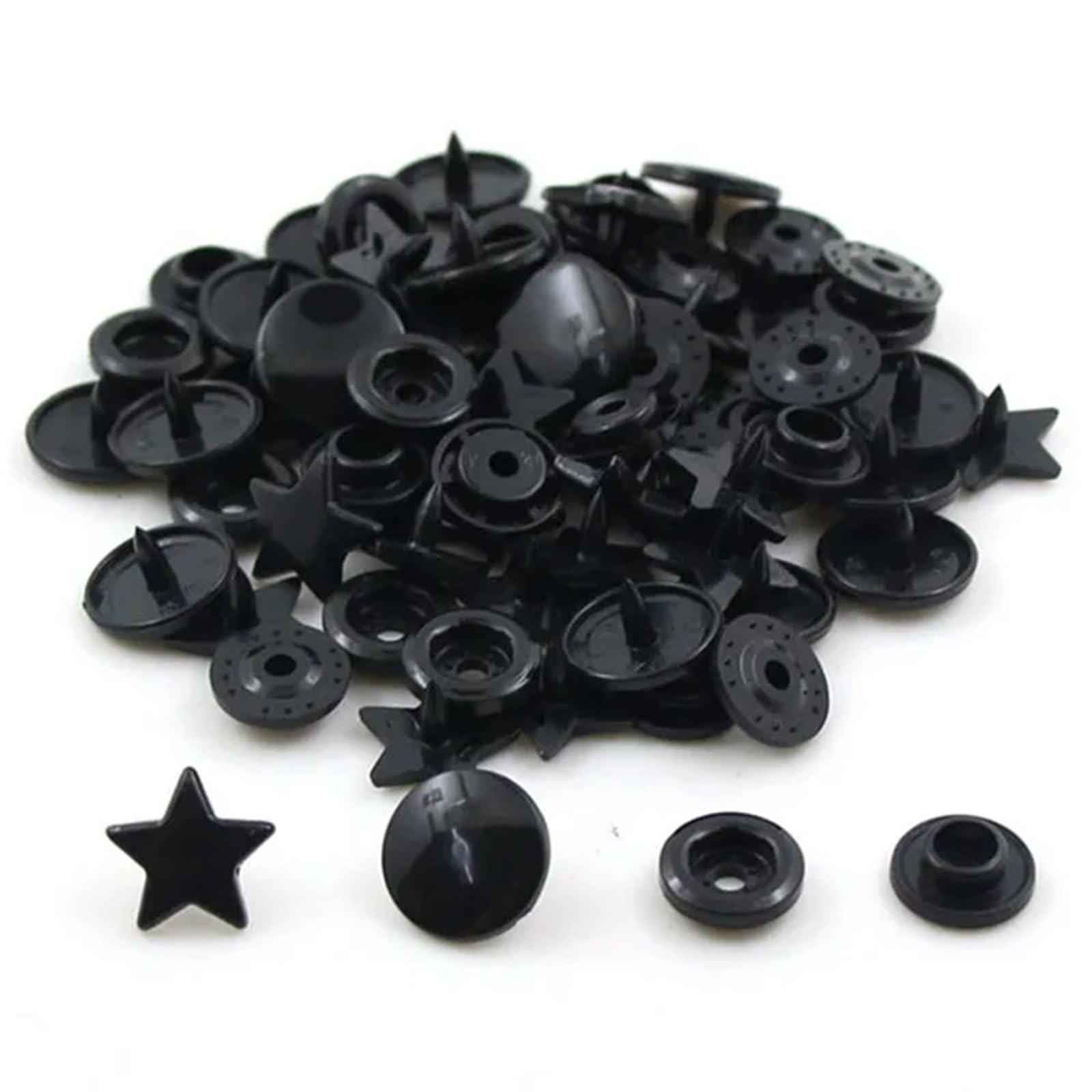Press Studs Snap 200Sets KAM Star/Heart Snap Button T5 Plastic Decorative Buttons for Clothes Press Studs Fasteners Garment Accessories 15Colors(B5 Star)