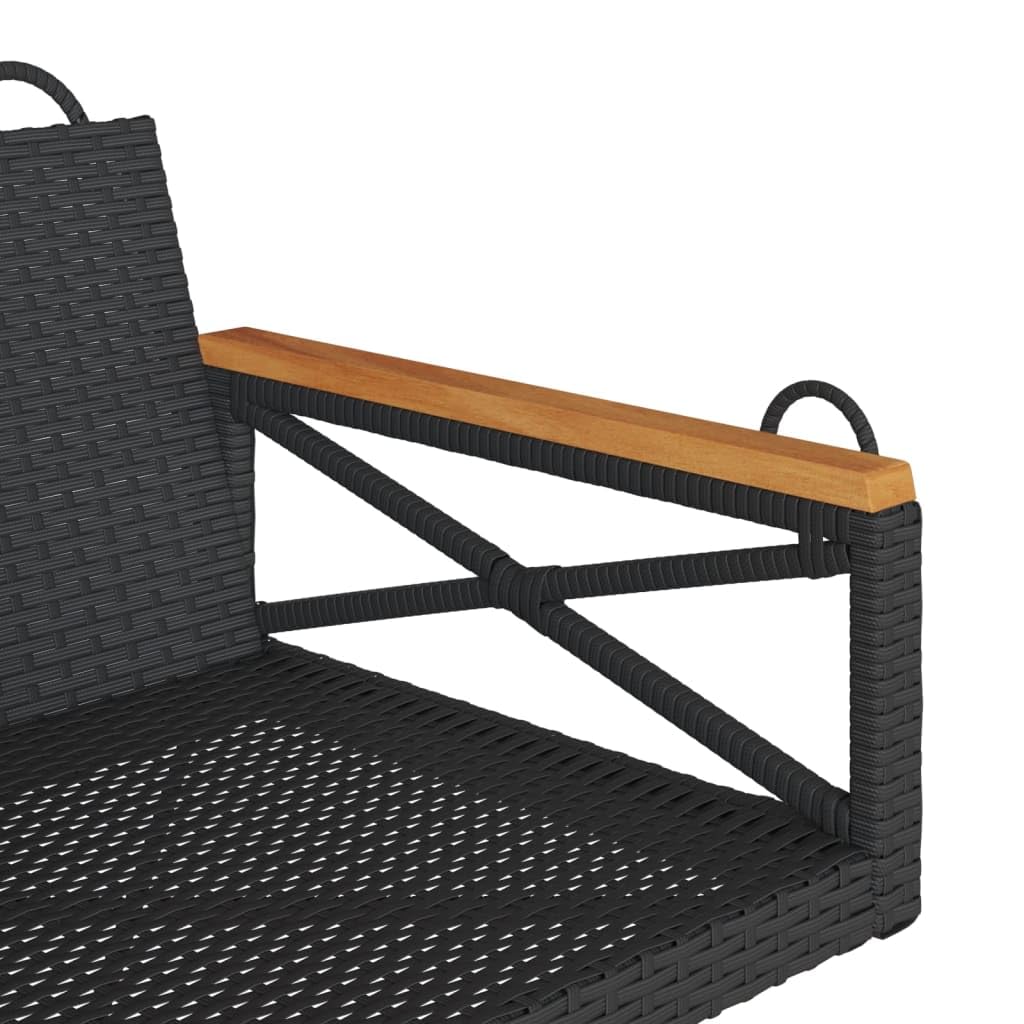 Banco Columpio de ratán sintético Negro 63x62x40 cm, Columpio Jardin Exterior, Balancin Jardin Exterior, Muebles Jardin Exterior, Balancin Balcon - 368170