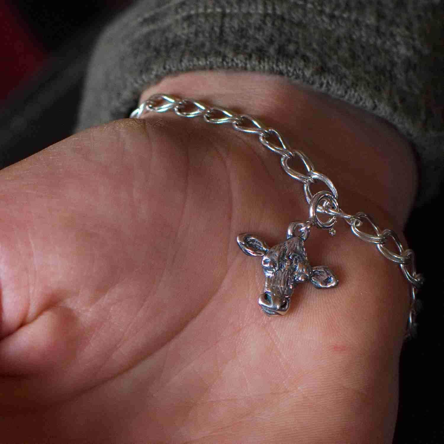 Sterling Silver Cow Charm for charm bracelet
