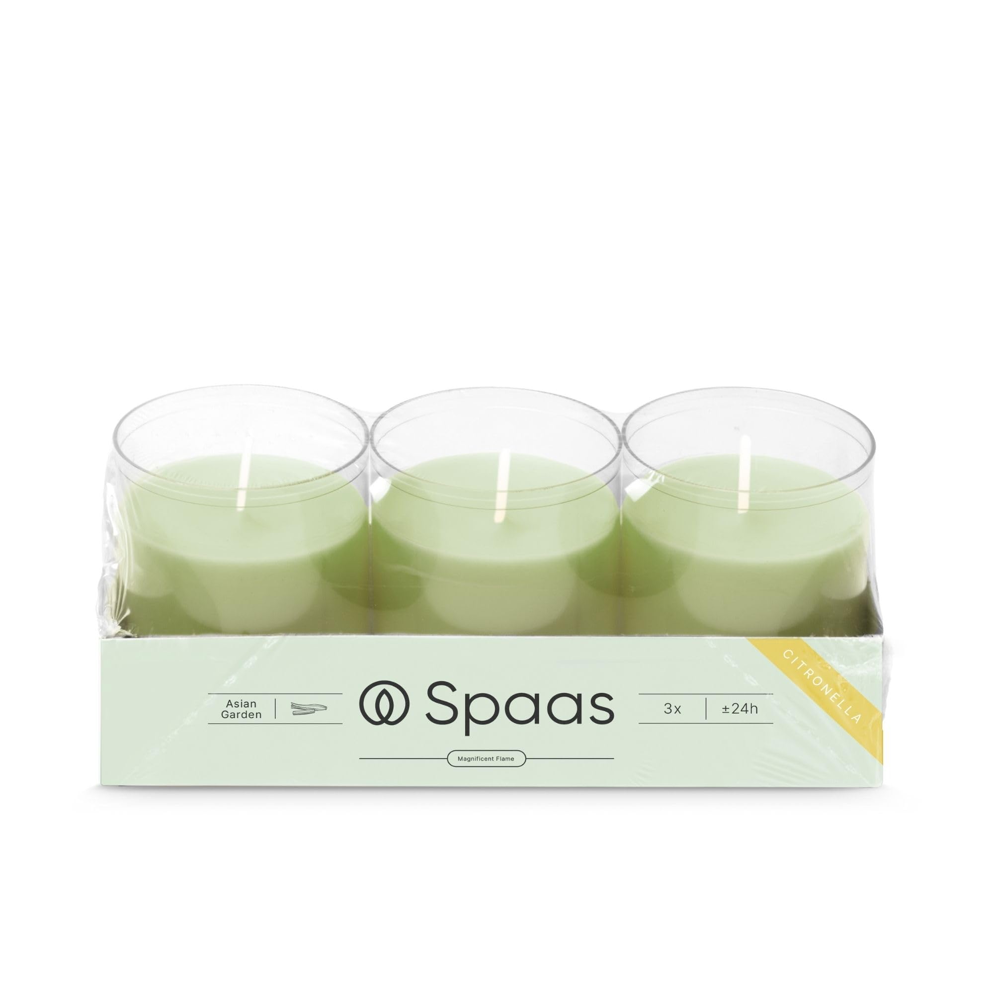 Spaas 3 Citronella Scented Refills, ± 24 Hours, Pistachio Green, Asian Garden