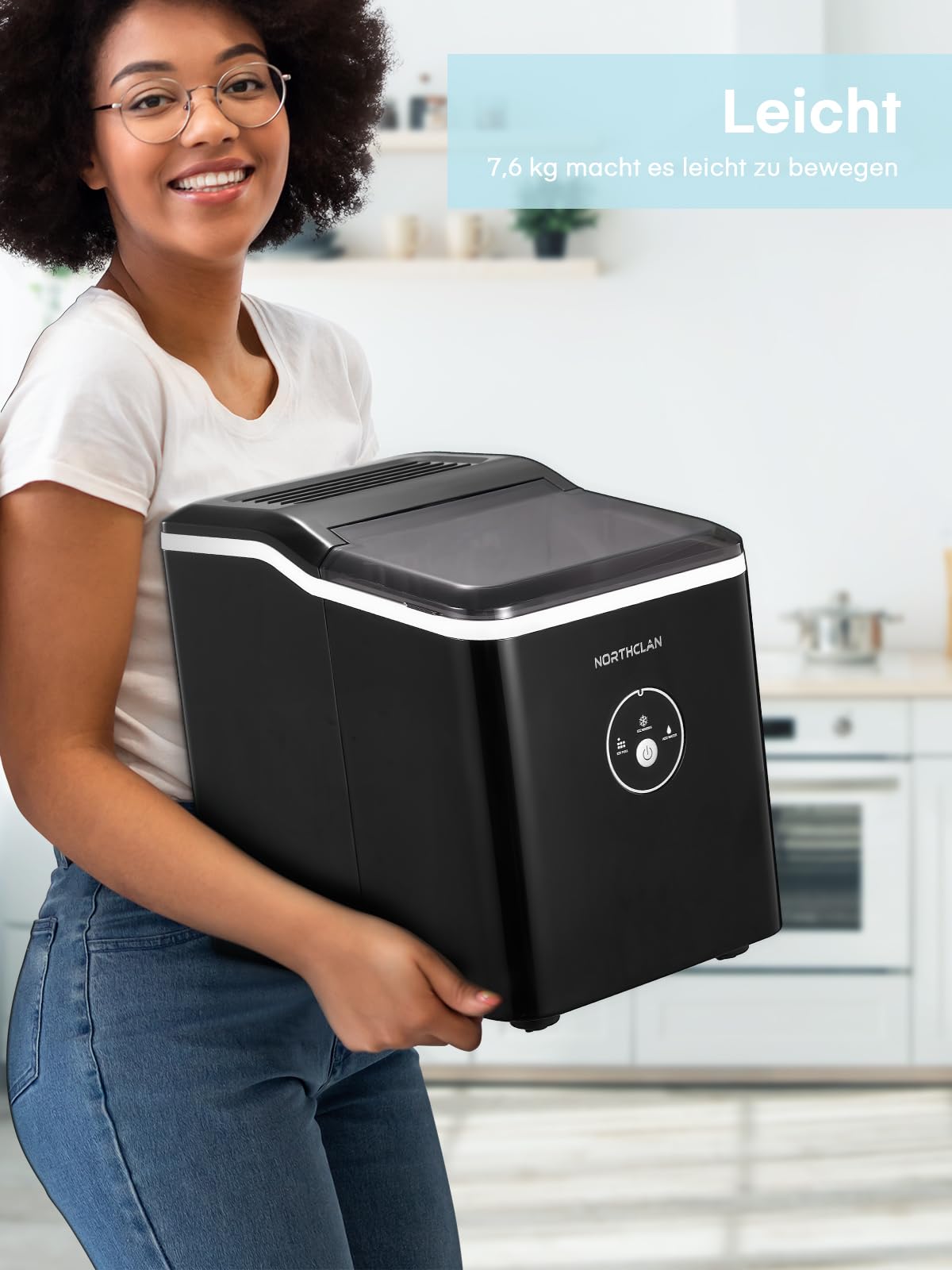 Eiswürfelmaschine 120W 14 kg 24 Stunden 9 Eiswürfel 6-8 Minuten Geräuscharmer Betrieb Ice Maker Dunkelgrau