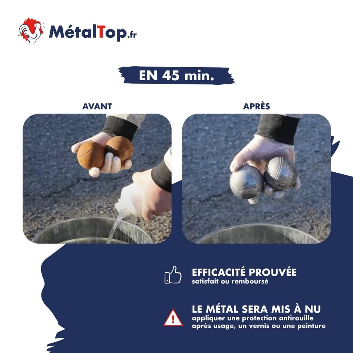 Metaltop Derouillant Phosphatant - 1 L Pour éliminer et neutraliser la rouille sur des métaux rouillés, avant peinture