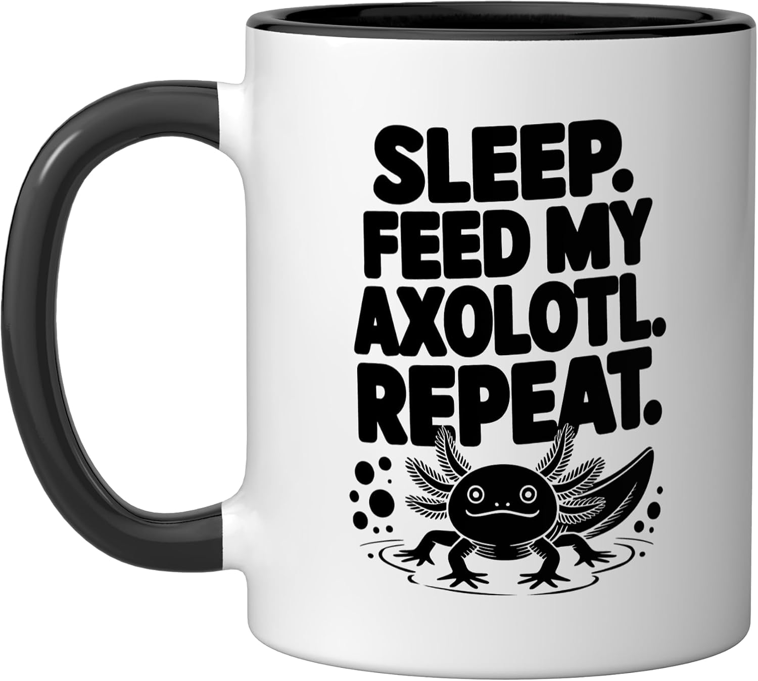 Sleep Feed Axolotl Repeat Funny Owner Lifestyle Humor Mom Ceramic Mug, Red/White, 15oz image 4
