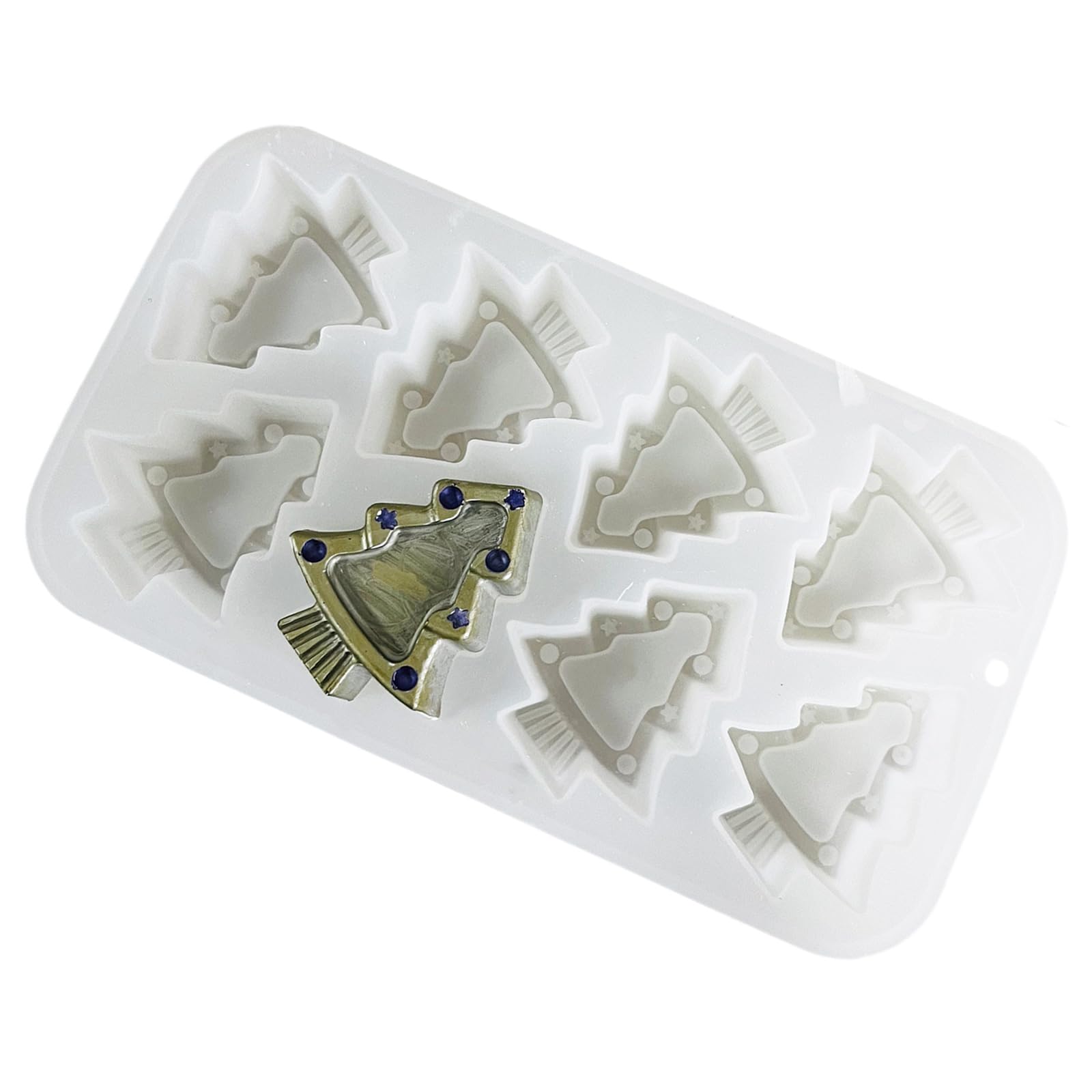 Buxuaaaa 8 Cavities Christmas Tree Silicone Baking Molds Molds Plaster for Chocolate Cake Decorations Christmas Tree Silicone Castings Baking Decoration