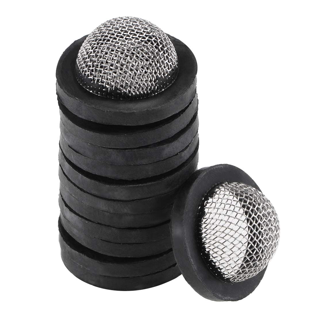 uxcell Rubber Flat Washers 24mm OD 17mm ID 3mm Thickness with Stainless Steel Inlet Filter, for Faucet Pipe Water Hose, Pack of 12