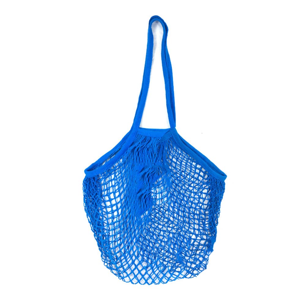 String Shopping Bag, Cotton Reusable Grocery Mesh Bags Portable Net Shopping Mesh Cotton String Bag for Fruit, Vegetables Storage (Blue,2PCS)