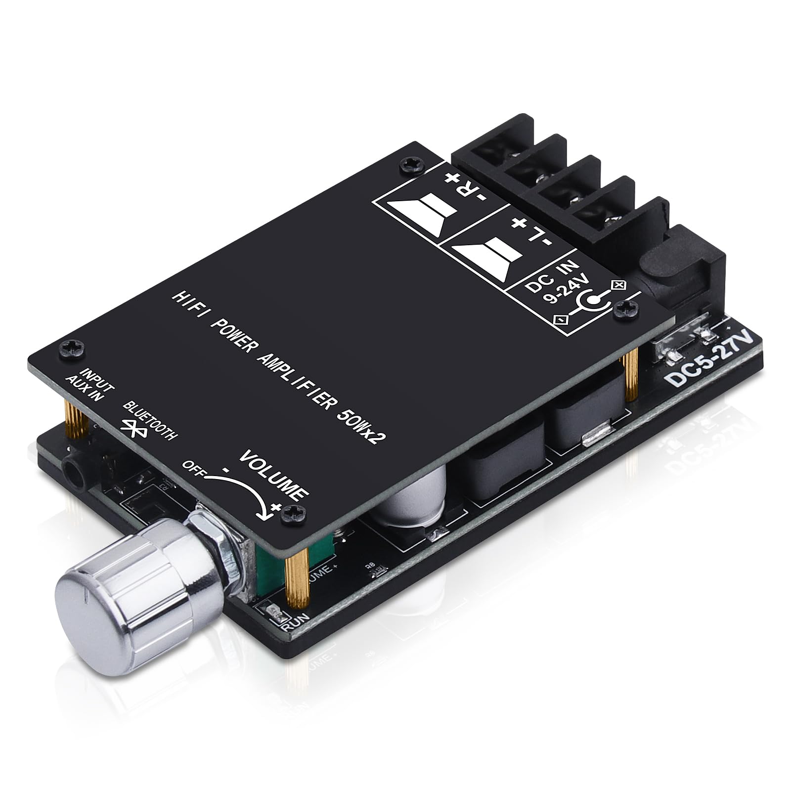 Audio Amplifier Board, ZK-502C Mini Bluetooth Amp Receiver 2.0 Channel 50W x 2, DC 9-24V Stereo Power Amplifier with Bluetooth and AUX Inputs for Home Speakers-image-41