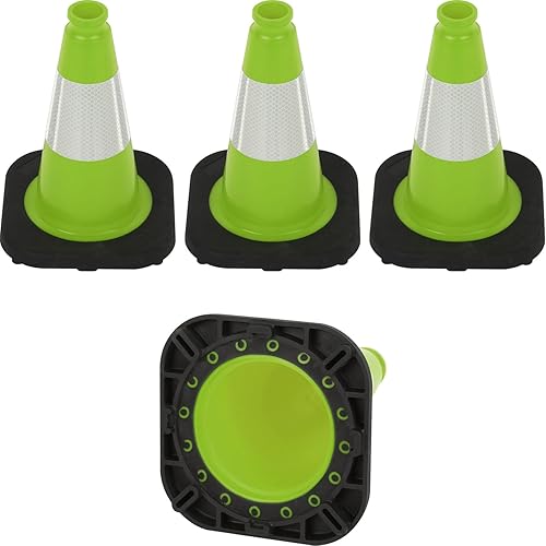 Miniatura 35 de Conos de Tráfico de PVC Naranja/Verde Fluorescente, Cono de Estacionamiento con Base Negra Pesada Estructuralmente Estable Resistente a la