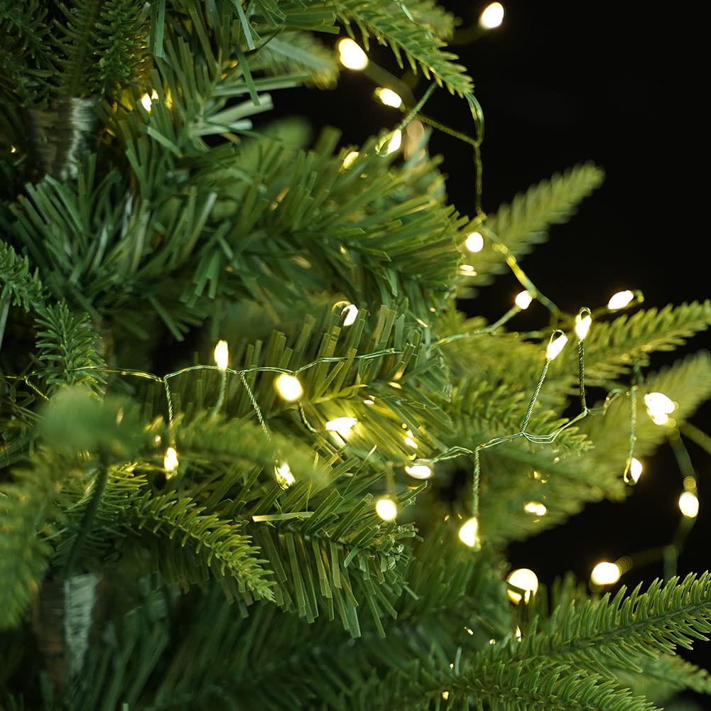 Feuerwerks-Lichterkette mit Stecker, 30 m, 1000 LEDs, silberner Draht, für den Außen- und Innenbereich sowie den Garten, warmweiß