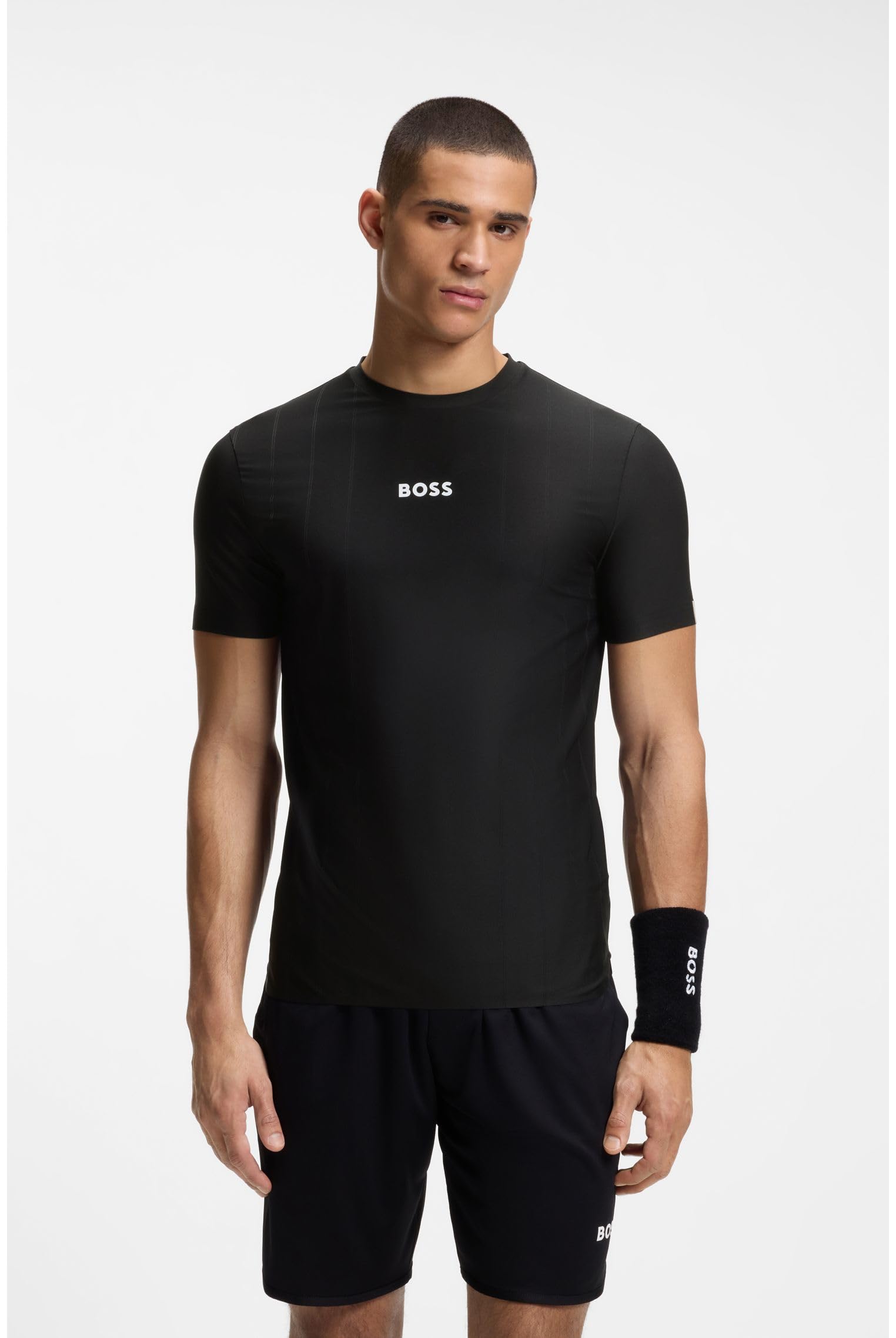 Active Slim-fit T-Shirt Mit Jacquard-Streifen Und Logo-Print