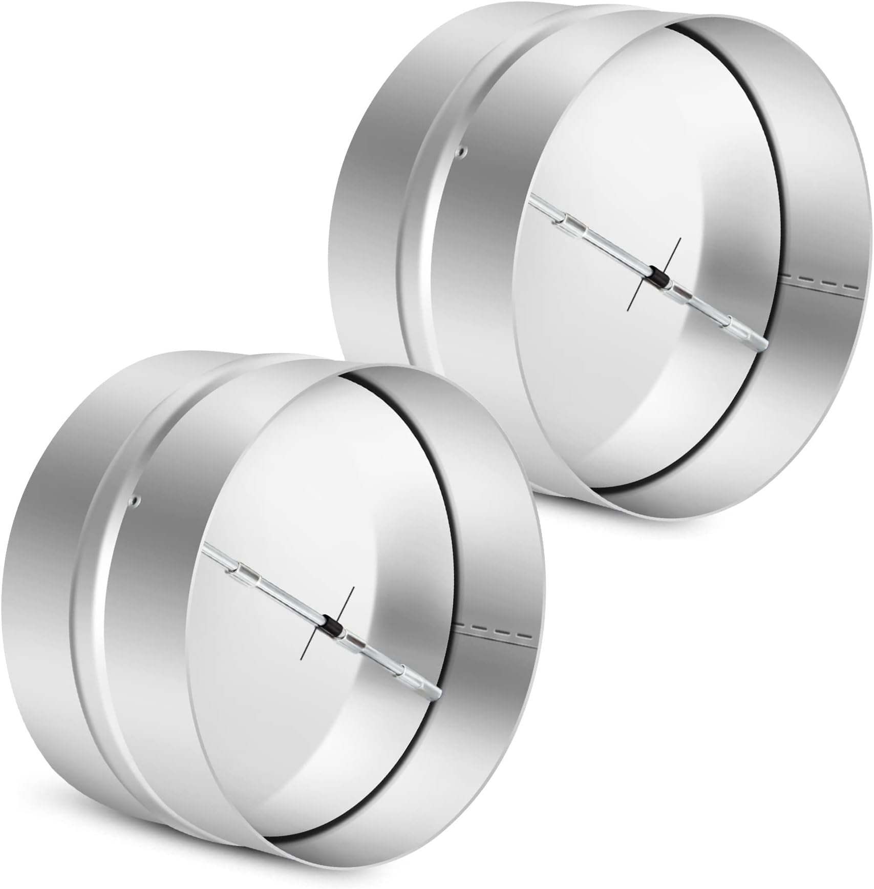 2 Pcs 6 Inch Draft Blocker Backdraft Damper Duct Draft Stopper One-Way Airflow Ducting Insert Backflow Preventer Inline Fan Vent Deflector