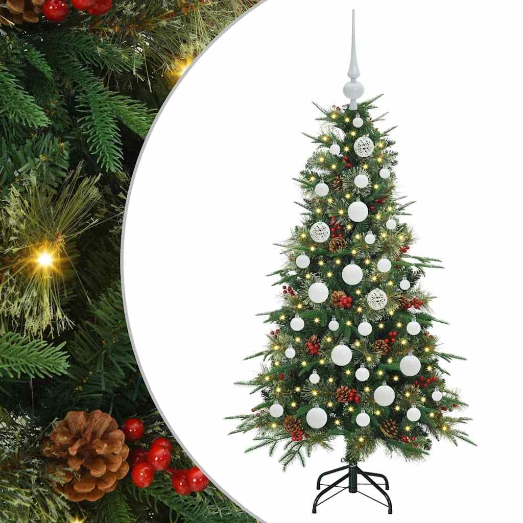 Sztuczna składana choinka zielona, 120 cm, wykonana z polietylenu i PCW, z 150 diodami LED o ciepłej białej barwie, zasilana przez USB, idealna do użytku wewnątrz i na zewnątrz, świąteczna dekoracja