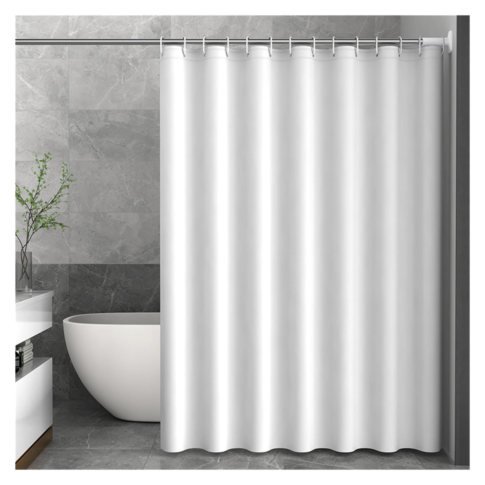 PIGENEQW Shower Liner Cloth Waterproof Pure White Shower Curtain for Bathroom Privacy and Decoration(120 * 180cm)