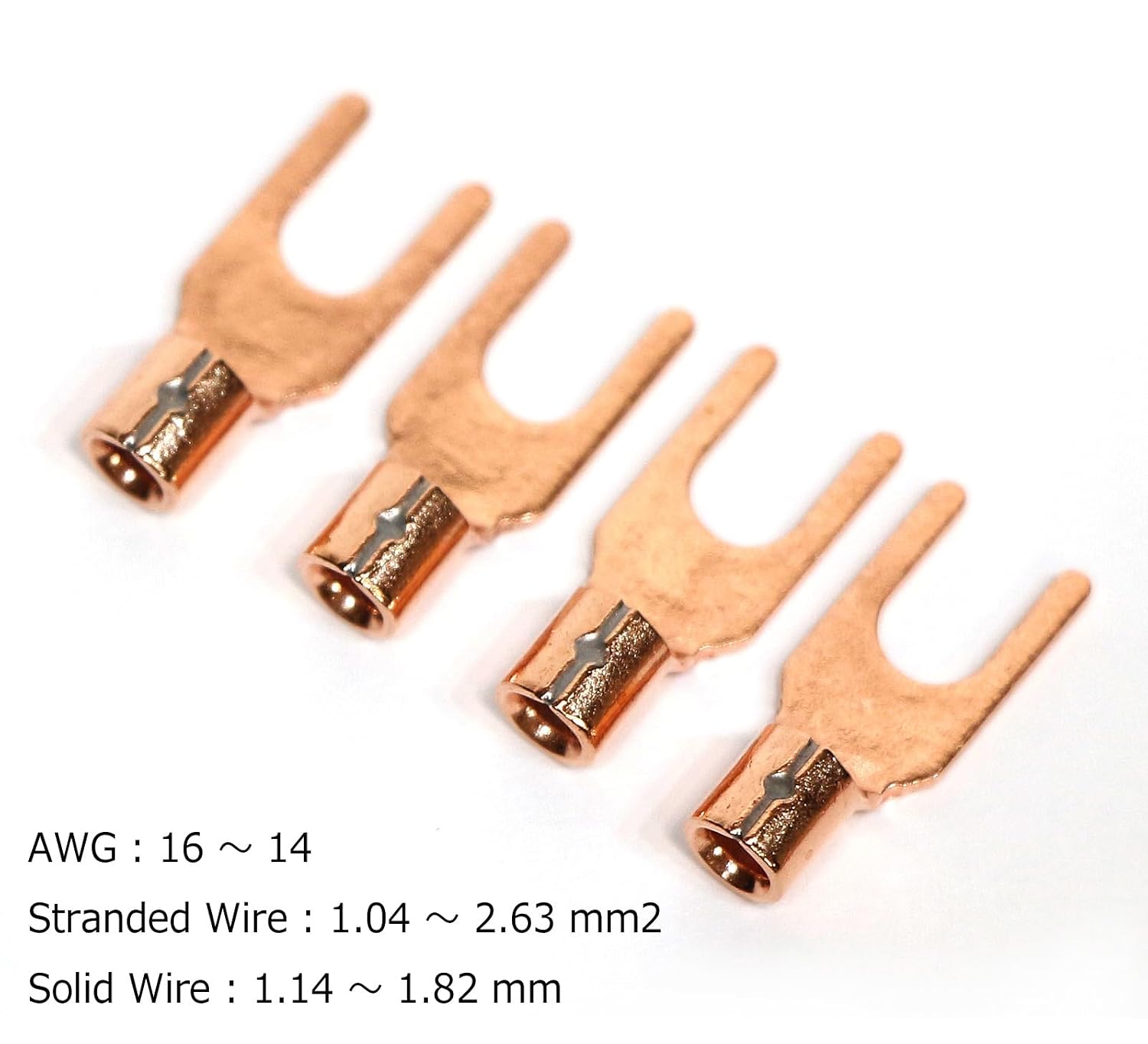 Terminal Crimp Y Plug Spade Plug OFC 3N 99.96% Cu Oxygen-Free Copper Non-Plated Speaker Cable Connector 4pcs Made in Japan for Vintage McIntosh marantz 2Y-3.5