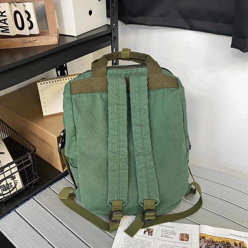 Image of MaxxCloud Vintage Denim Laptop Backpack Casual Canvas Daypack Handbag Purse Lightweight Rucksack Shoulder Bag