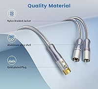 Vista 8 de Cable divisor XLR de 1 hembra a 2 machos para micrófono equilibrado, cable divisor en Y, color gris (1.6 pies/1.6 ft)