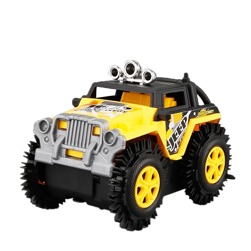 Goolsky Children's Electric Stunt Flip Toy Car Cartoon Puzzle Dump Truck Off-road Rock Climber Climbing Vehicle Yellow