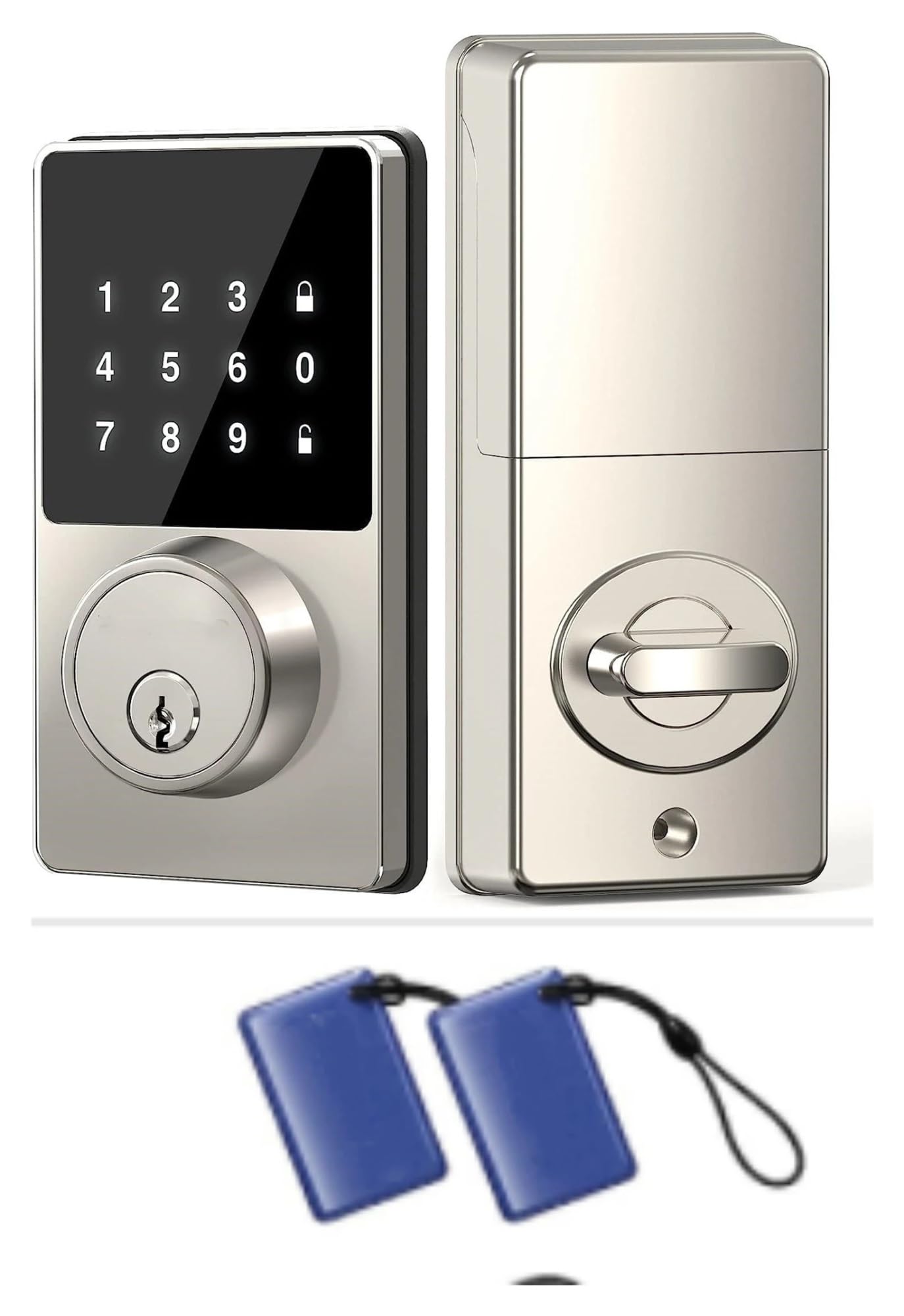Cerradura inteligente con contraseña, cerradura de puerta de entrada sin llave con pantalla táctil (blanco)
