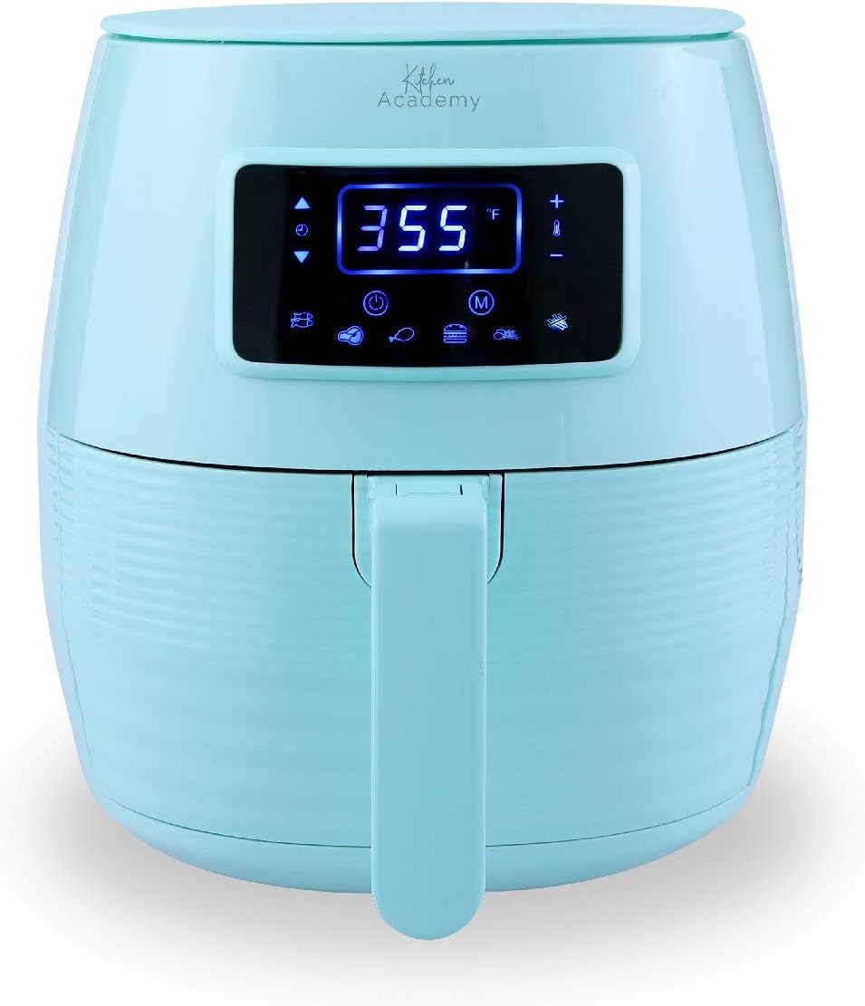 Kitchen Academy Air Fryer (50 Recipes), 5.5 Qt Electric Hot Air Fryers XL Oven Oilless Cooker, 7 Cooking Preset, LED Digital Touchscreen,Nonstick Basket,ETL/FDA Listed,1400W, Aqua