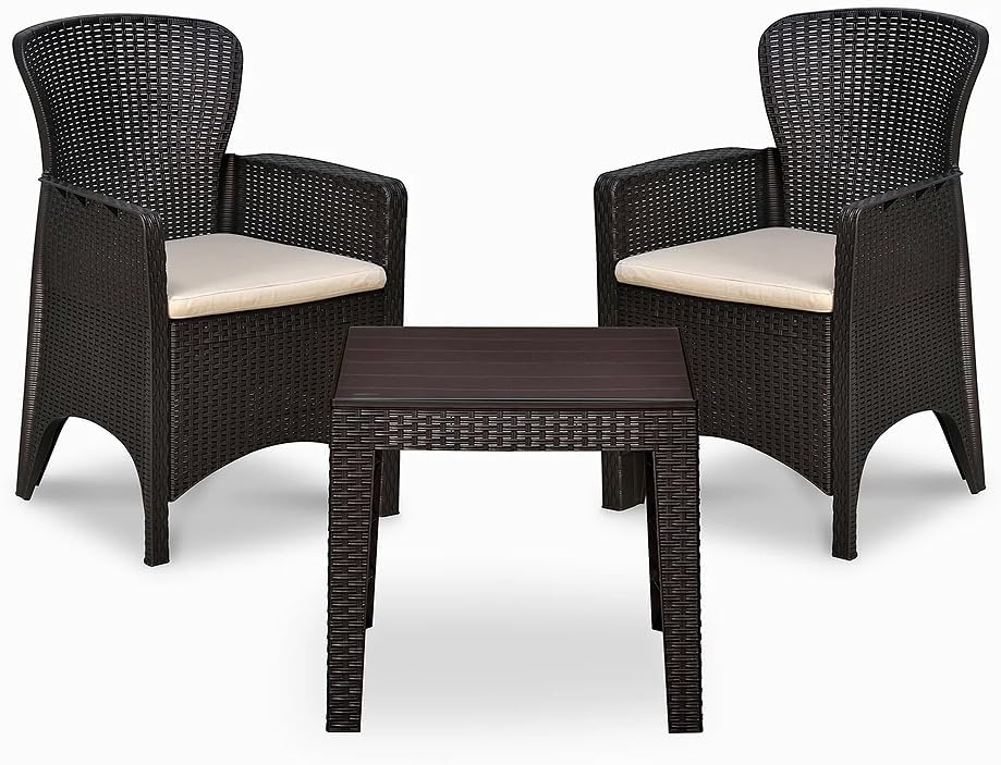 Nilkamal Breeze Plastic Patio Seating Set (1 Table+2 Chair) Outdoor Lawn Yard Terrace Balcony Seating