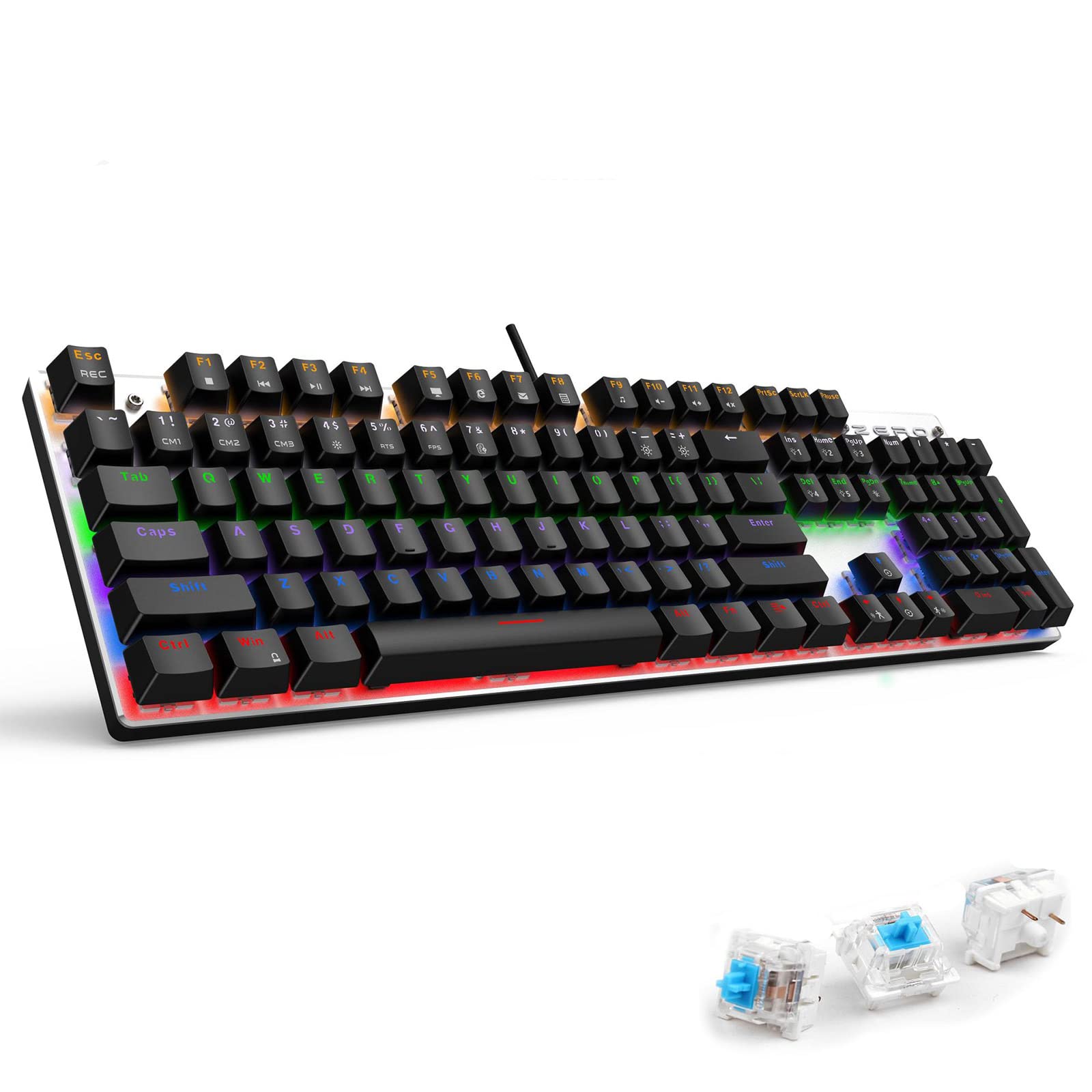 Clavier de jeu mécanique rétroéclairé avec switch bleu et noir - 7