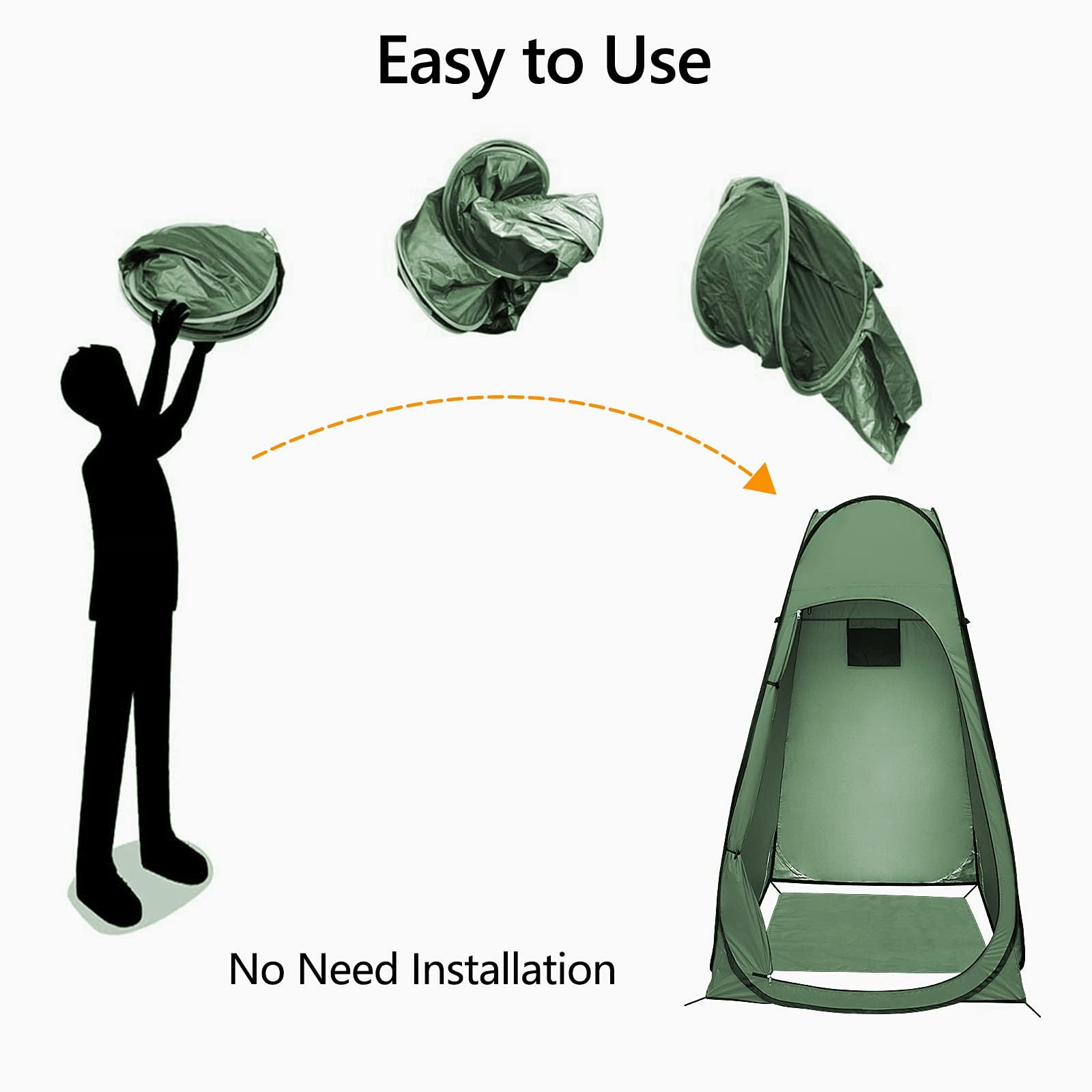 Tenda Doccia Campeggio, Tenda da Bagno Pop up 120x120x190cm, Gazebo Istantaneo per Esterno con Privacy, Portatile per Cambio Bambino, Verde Scuro