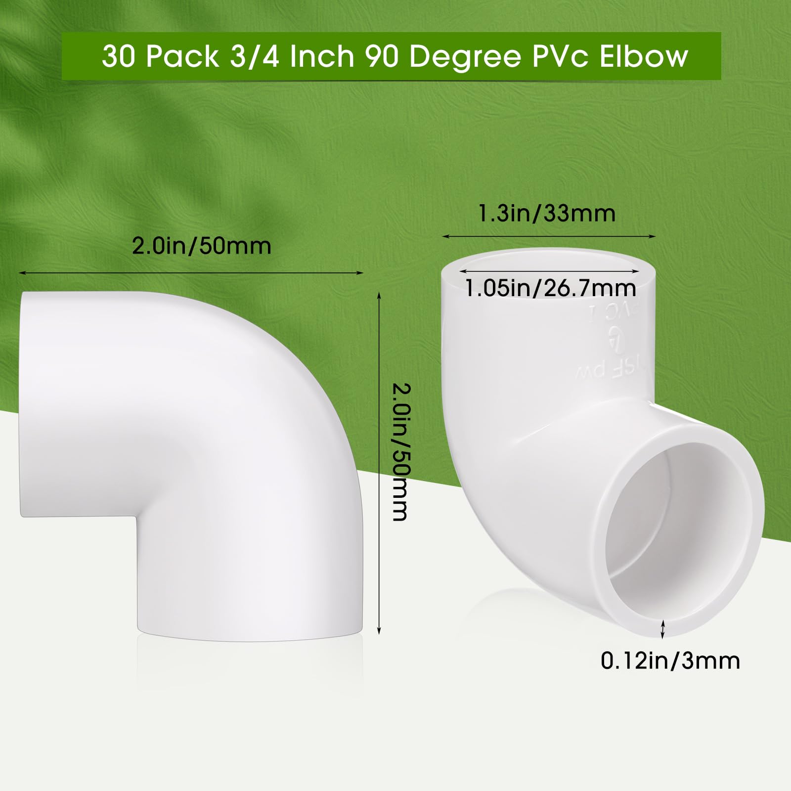 Pangda 30 raccordi per tubi in PVC da 1,9 cm, gomito a 90 gradi, 2 vie, ad angolo retto, per connessioni fai da te, serra, giardino, capanno e mensola per tende, struttura di supporto da giardino,
