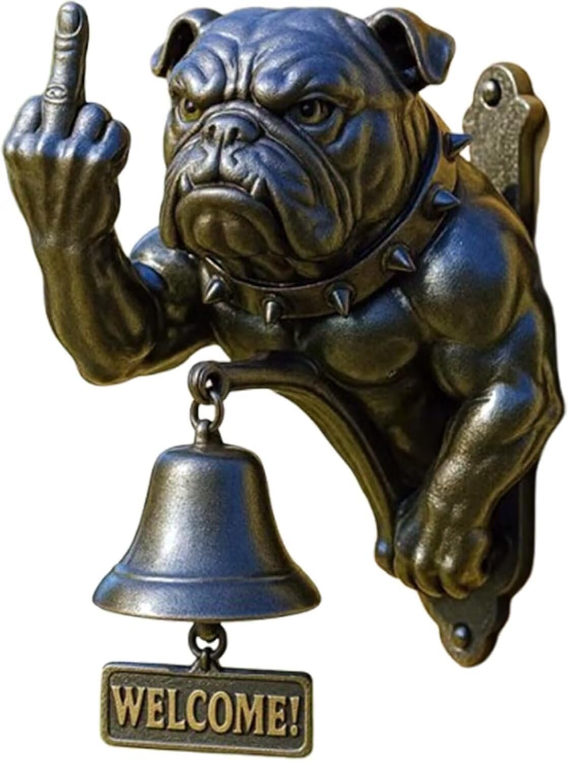 Bouledogue en fonte véritable pour une sonnette de porte rustique et durable