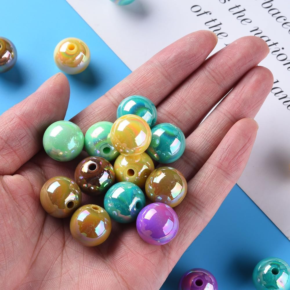 DanLingJewelry 220Pcs 16mm AB Color Opaque Round Spacer Beads Acrylic Bubblegum Beads for Jewelry Bracelet Making DIY Crafts - Image 8