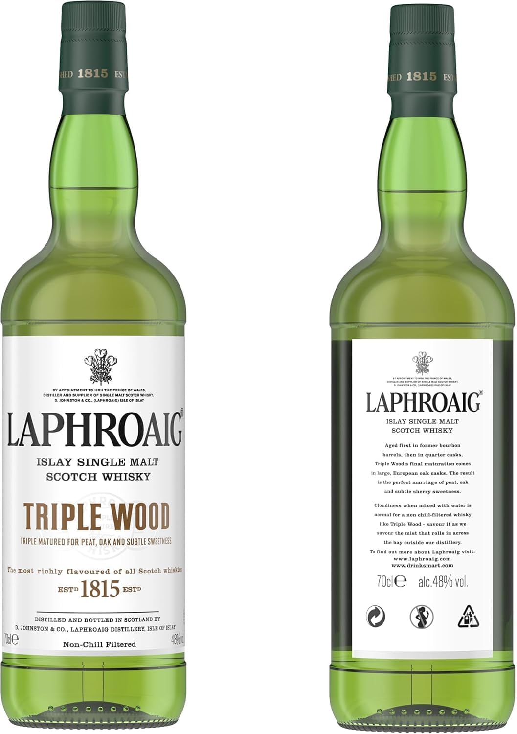 Laphroaig Triple Wood Islay Single Malt Scotch Whisky, mit Geschenkverpackung, einzigartig torfig-rauchig mit leichter Sherrysüße, 48% Vol, 1 x 0,7l