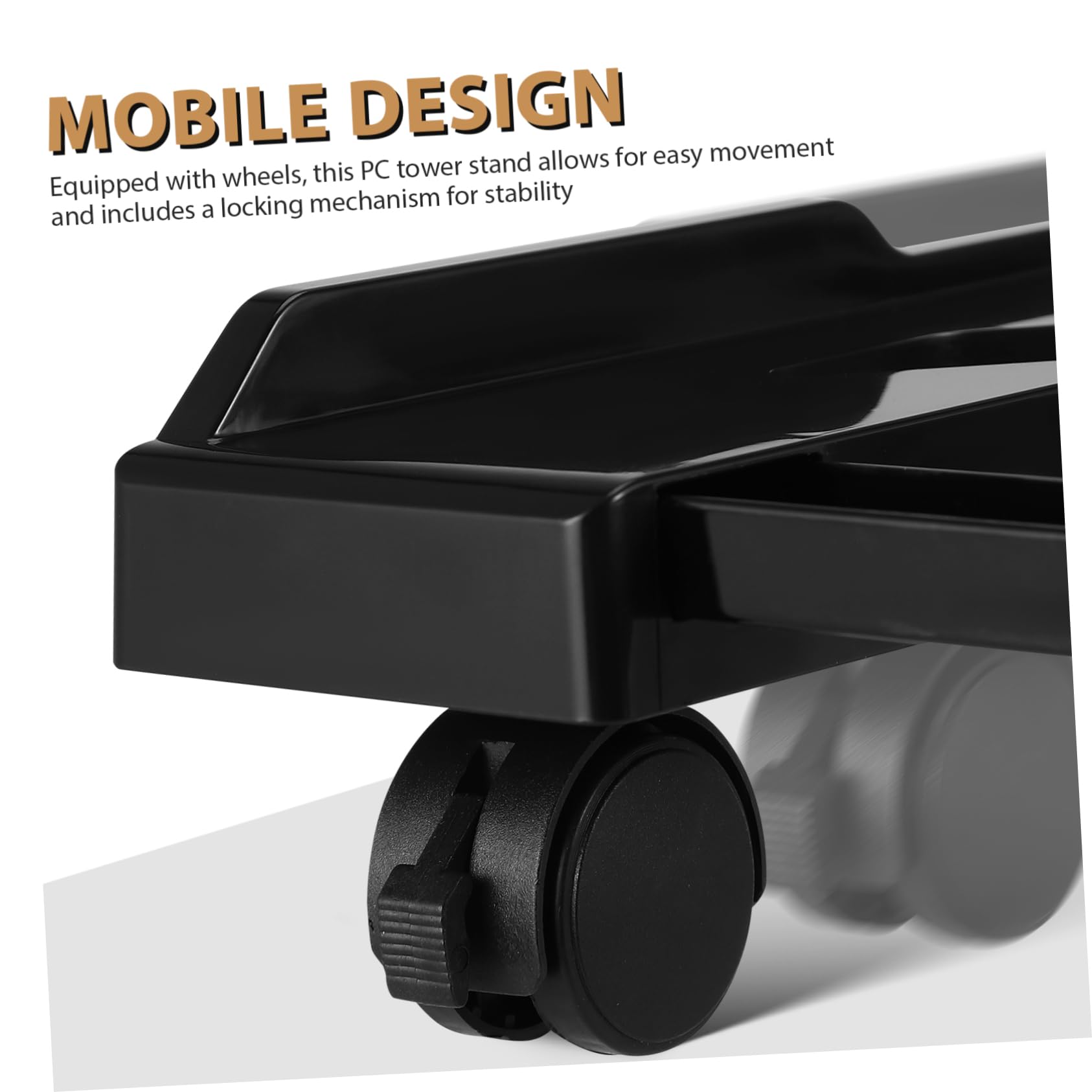 Homoyoyo Soporte para Torre de CPU Negro con Ruedas Ajustable y Diseño Telescópico de Abs para Uso Versátil en Oficina, Hogar y Escuela