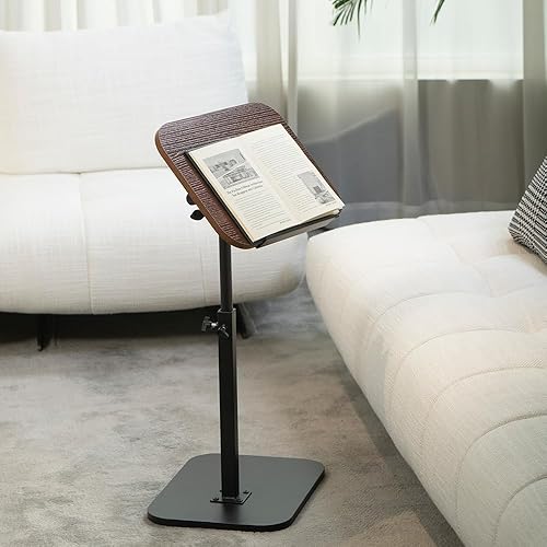 Miniatura 6 de Mesa auxiliar pequeña ajustable, altura ajustable, diseño de panel abatible y giro de 360, reposabrazos de sofá, mesa auxiliar en forma de C,