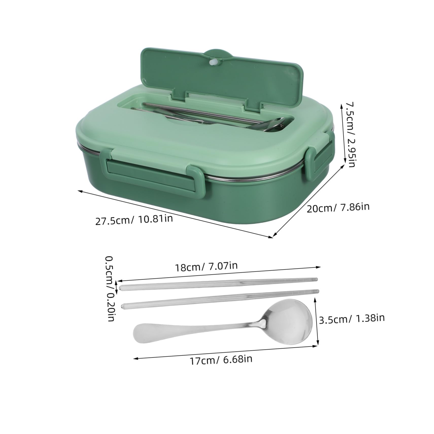 Alipis Bento Lunch Box in Acciaio Inox 1500ml 4 Scomparti | Verde, Set 1 Pezzo con Ciotola per Zuppa e Posate, per Scuola e Gite Lunghe
