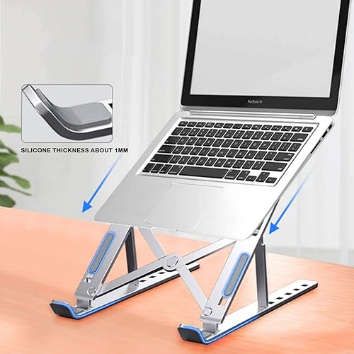 Miniatura 2 de Soporte elevador para laptop, soporte elevador para tablet de computadora, 6 ángulos, ajustable, de aluminio, ergonómico, plegable, portátil,