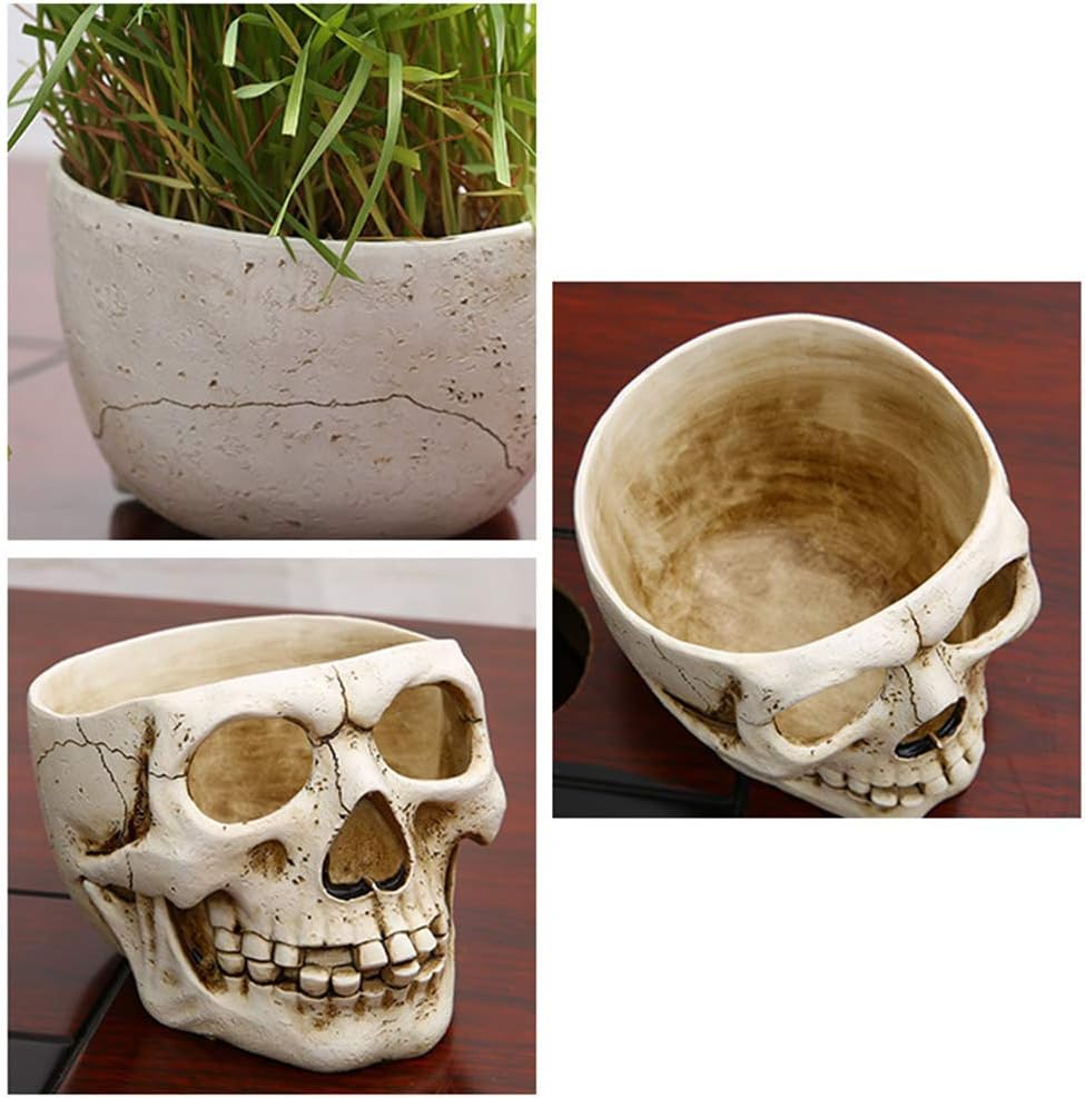 Resin Skull for Head Shaped Flower Pot Planter Container Ornaments Home Garden D Plant Pots