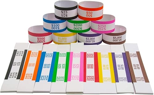 NATURALABEL Paquete de 300 bandas de dinero autoadhesivas surtidas, paquete de 300 (9 colores)