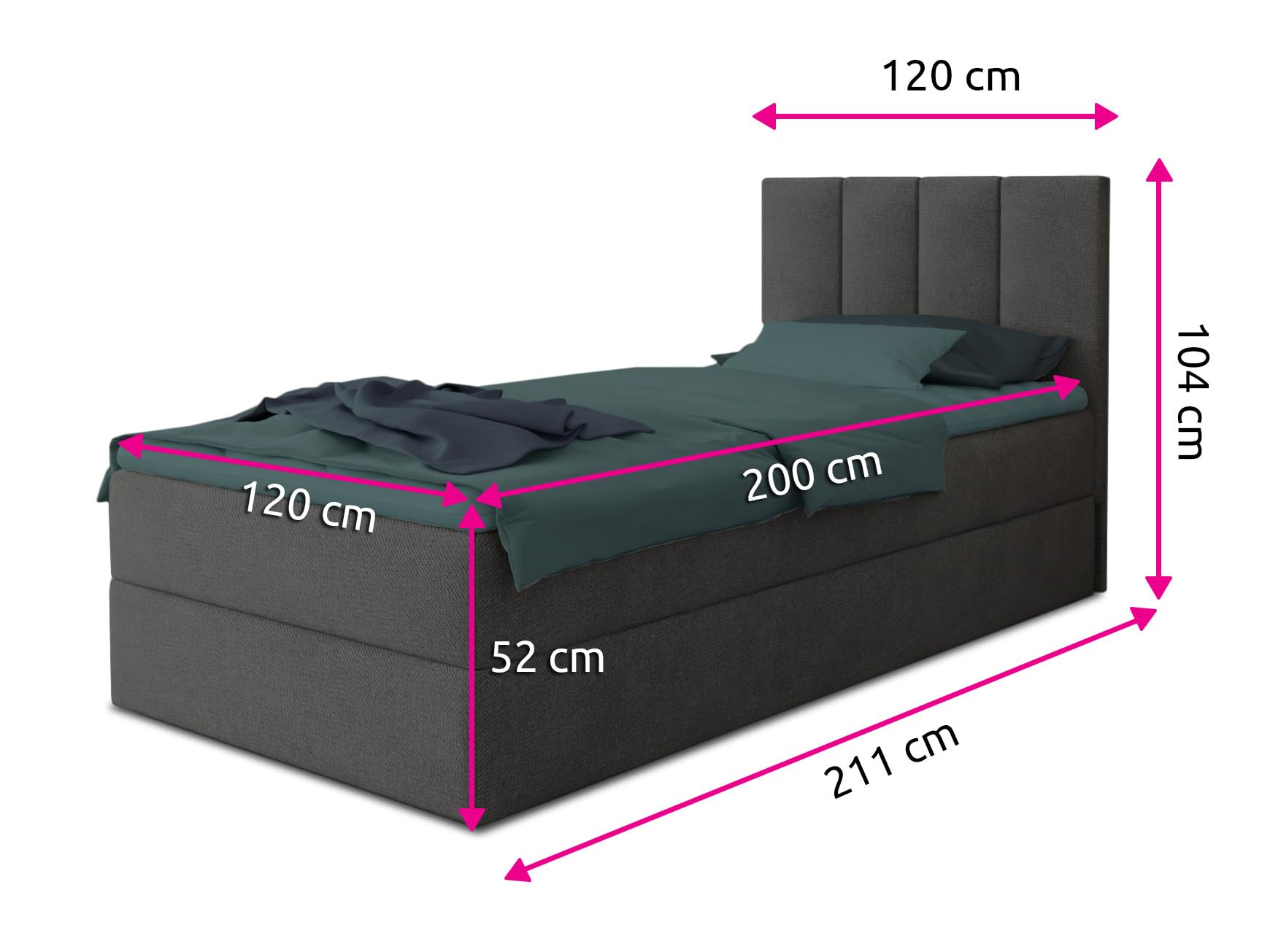 Sofnet Boxspringbett Star Mini mit Bettkasten, Bonell-Matratze und Topper - Einzelbett mit Matratzentopper, Polsterbett, Bett, Schlafzimmer, Jugendzimmer (Beige (Inari 22), 120 x 200 cm)