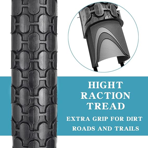 2 Pack 26x2.125 Inch Cruiser Bike Tires and Tubes,Black Wall Beach Bicycle Tires with 2 Levers AV Valves,2 Rim Strips,Glueless Self-Adhesive Patches Repair Kit