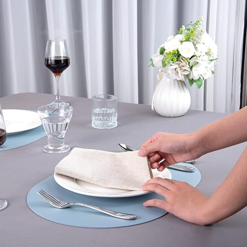 Vista 44 de Mantel individual ovalado de vinilo gris - en relieve - 16 x 12 pulgadas - caja de 6 unidades - Restaurantware