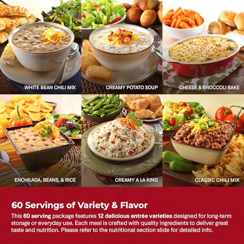 Image of Legacy Food Storage 60 Serving Emergency Food Supply Bucket, 12 Entrees, 23,400 Total Calories, Shelf Stable Lunch & Dinner, Freeze Dried Survival Meals for MRE Camping, Hiking, Prepping
