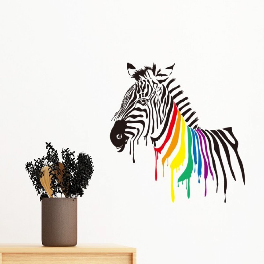 Sticker zèbre arc-en-ciel LGBT amovible déco salon et chambre enfant