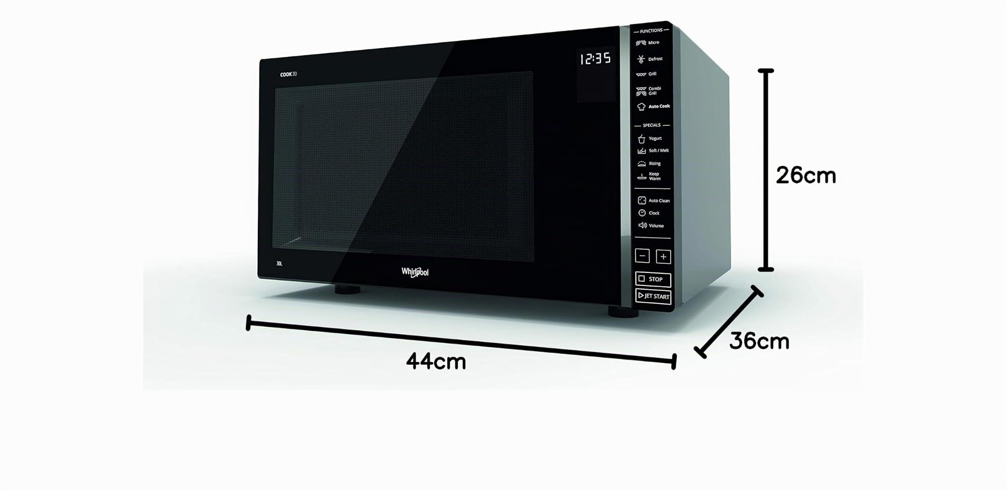 Whirlpool MWP 303 SB Kombination Grill und Mikrowelle / 900 W/ 30 L Garraum / Quartz Grill 1050 W / AutoClean / Joghurt-Funktion / Schmelzfunktion / Warmhalte-Funktion